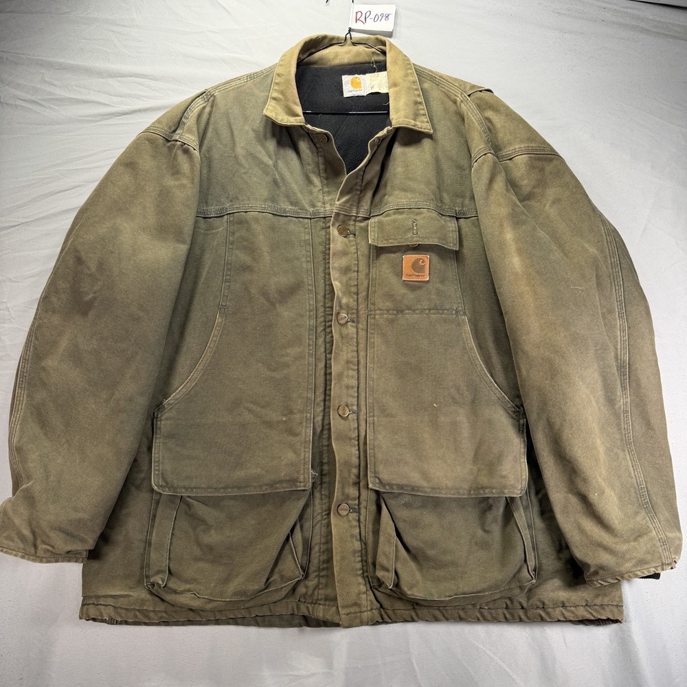 Vintage Carhartt Jacket Mens 2XL Green Quilt Lined Work Chore Coat CQ5566 90s